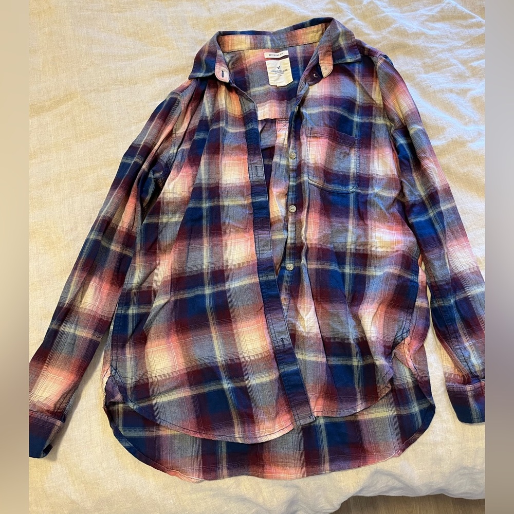 American eagle plaid boyfriend fit
